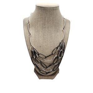 Simplicity Bib Necklace Premier Designs Multi Strand Layering Silver Black NEW